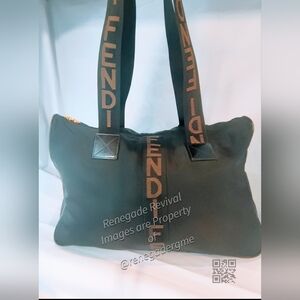FENDI Vintage Black Nylon Tote Carryall